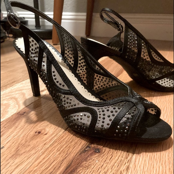 Prom Heels Charter Club Alexiaa Beautiful Womens Evening Size 8 Black Lace - Picture 5 of 11